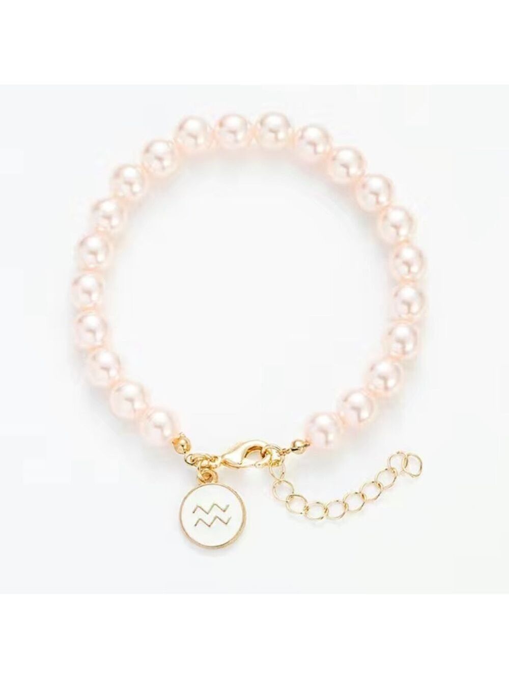Aquarius 14k gold horoscope beaded adjustable chain bracelet